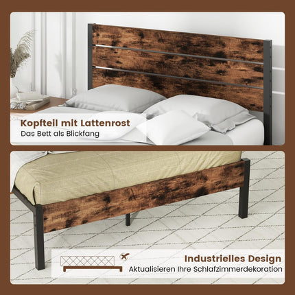 Metal Bed Frame for 200x140 cm Mattress with Storage