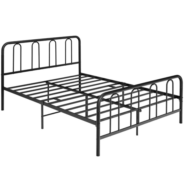 Metal Bed Frame with Headboard and Footboard Modern Platform Bed 209 x 144 x 101 cm Black