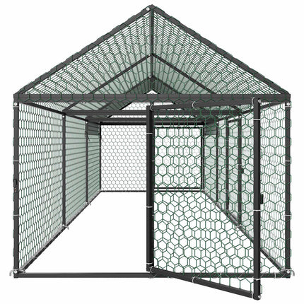 Metal Chicken Coop 1x3x1 m, Waterproof Cover, 3 Doors