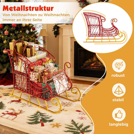 Metal Christmas Sleigh Basket, 2-Tier Gift Storage