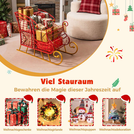 Metal Christmas Sleigh Basket, 2-Tier Gift Storage