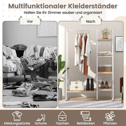 Metal Clothes Rack with 4 Shelves – Portable Wardrobe Organizer