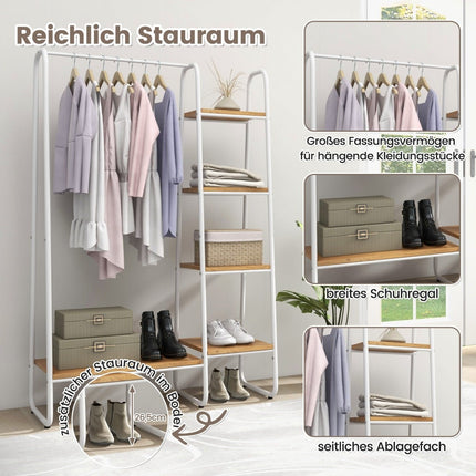 Metal Clothes Rack with 4 Shelves – Portable Wardrobe Organizer
