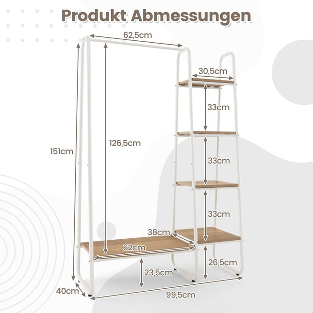 Metal Clothes Rack with 4 Shelves – Portable Wardrobe Organizer