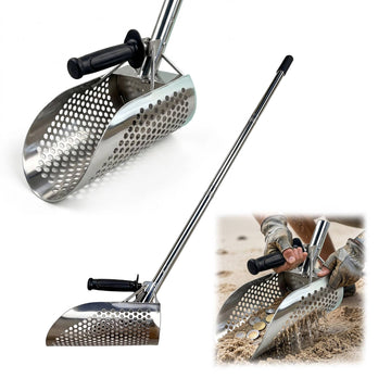 Metal Detecting Sand Sieve Spade – Long Handle, Stainless