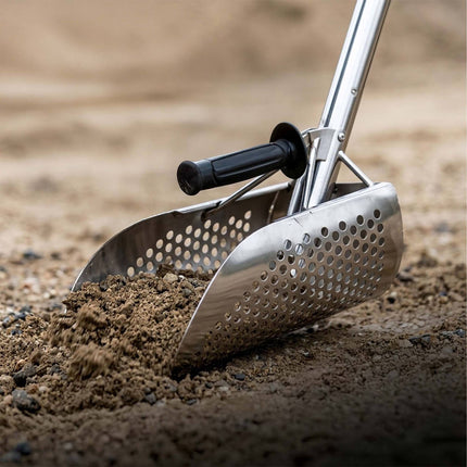 Metal Detecting Sand Sieve Spade – Long Handle, Stainless