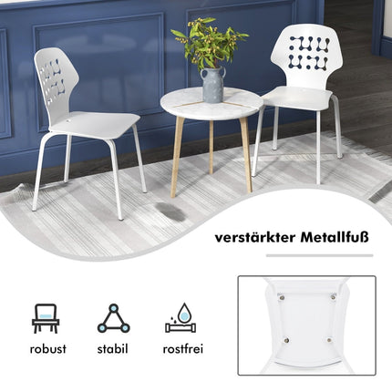 Metal Dining Chair Set of 4, White, Ergonomic Backrest