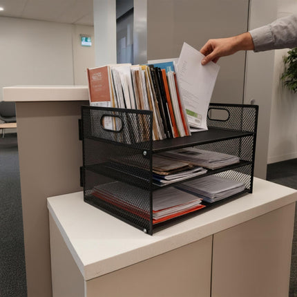 Metal Document Organizer, 3 Sections, Stackable