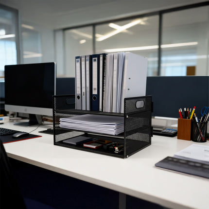 Metal Document Organizer, 3 Sections, Stackable