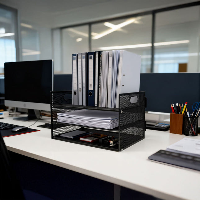 Metal Document Organizer, 3 Sections, Stackable