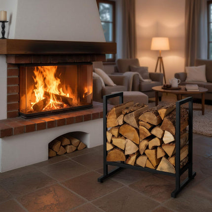 Metal Firewood Rack – Sturdy Iron, Space-Saving Design