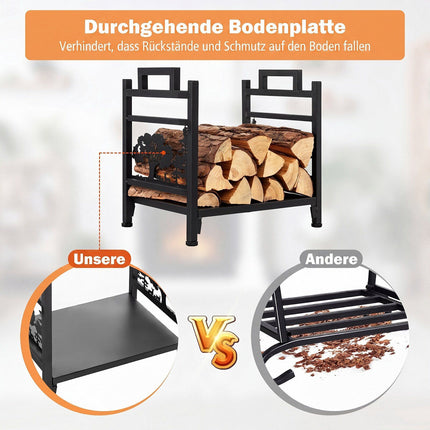 Metal Firewood Rack with Handles and Adjustable Feet