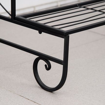 Black metal 3-tier plant stand for garden and balcony