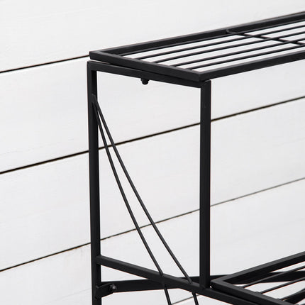 Black metal 3-tier plant stand for garden and balcony