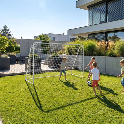Metal Football Goal 213x150x90 cm with Net and Anchors, XXL, White
