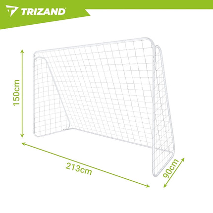 Metal Football Goal 213x150x90 cm with Net and Anchors, XXL, White