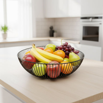 Metal Fruit Bowl, Large Lattice Design, Open Mesh