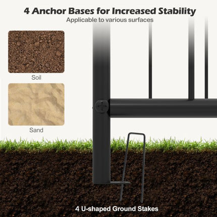 Metal Garden Arbor Arch Trellis with Planter Boxes, Stakes