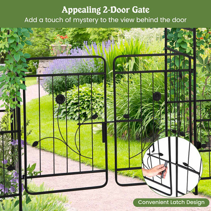 Metal Garden Arbor Trellis, 87-Inch, Lockable Gate, Planters