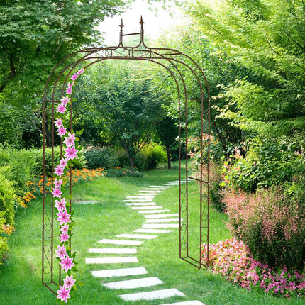 Metal Garden Arbour – Large Plant Arch with Finials