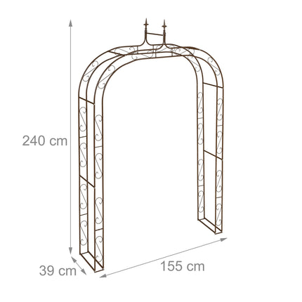 Metal Garden Arbour – Large Plant Arch with Finials