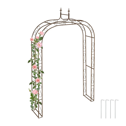 Metal Garden Arbour – Large Plant Arch with Finials