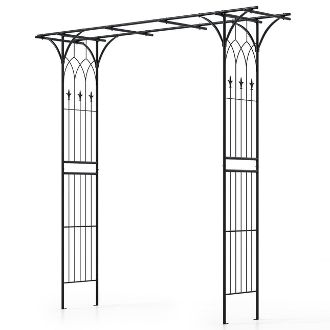 Metal Garden Arch for Climbing Plants, Black, Weatherproof