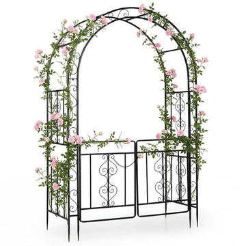 Metal Garden Arch with Lockable Doors and Arched Top
