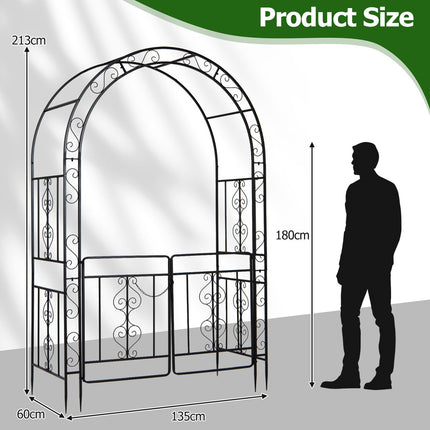 Metal Garden Arch with Lockable Doors and Arched Top