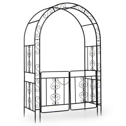 Metal Garden Arch with Lockable Doors and Arched Top