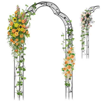 Metal Garden Arch with Two Half Arches, 150 x 39 x 250 cm