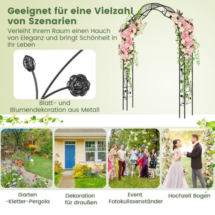 Metal Garden Arch with Two Half Arches, 150 x 39 x 250 cm