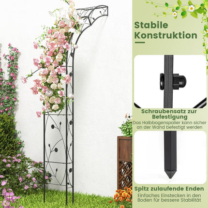 Metal Garden Arch with Two Half Arches, 150 x 39 x 250 cm
