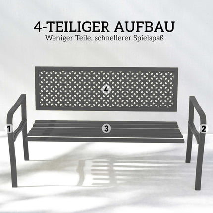 Metal Garden Bench, Dark Grey, Rust-Resistant, 2-Seater