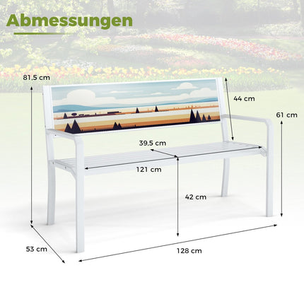 Metal Garden Bench, Weatherproof, 2-Seater, 300kg Capacity