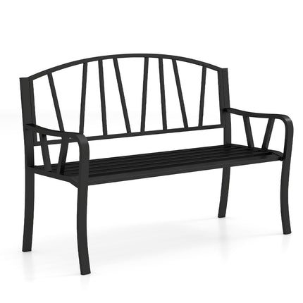 Metal Garden Bench for 2–3 People, Weather-Resistant