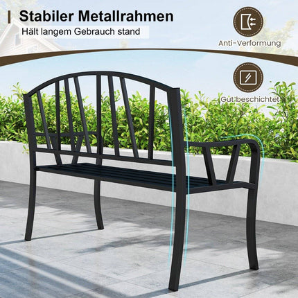 Metal Garden Bench for 2–3 People, Weather-Resistant