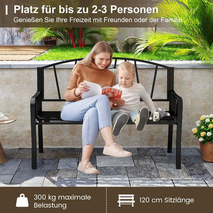 Metal Garden Bench for 2–3 People, Weather-Resistant