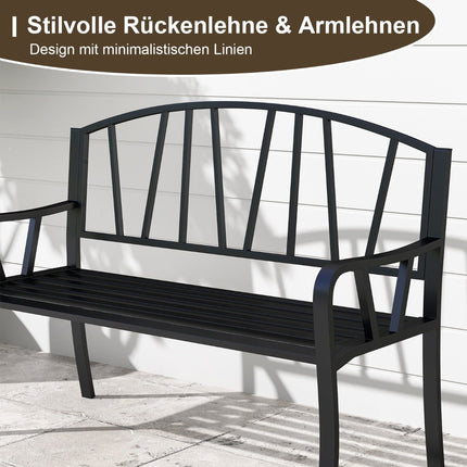 Metal Garden Bench for 2–3 People, Weather-Resistant