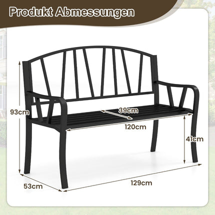 Metal Garden Bench for 2–3 People, Weather-Resistant