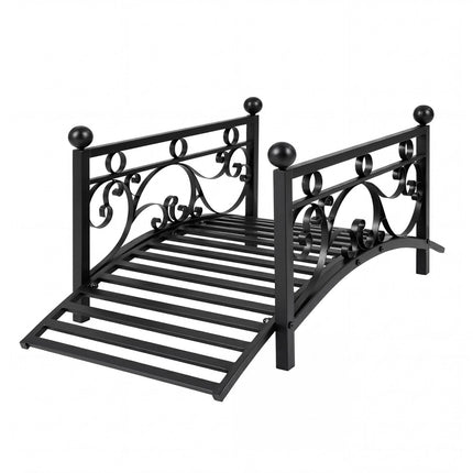 Metal Garden Bridge with Scrollwork, Black, 40"