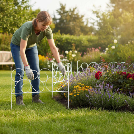 Metal Garden Edging, 8-Piece Art Nouveau Design