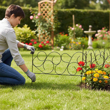 Metal Garden Edging, 8-Piece Art Nouveau Design