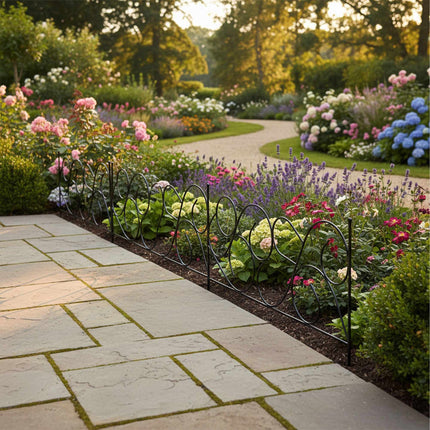 Metal Garden Edging, 8-Piece Art Nouveau Design