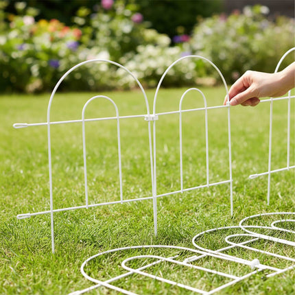 Metal Garden Fence, 10-Piece Classic Arch Design