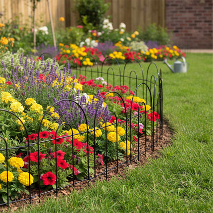Metal Garden Fence, 10-Piece Classic Arch Design