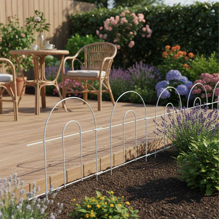 Metal Garden Fence, 10-Piece Classic Arch Design