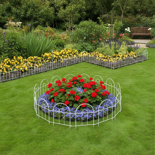 Metal Garden Fence, 10-Piece Classic Arch Design
