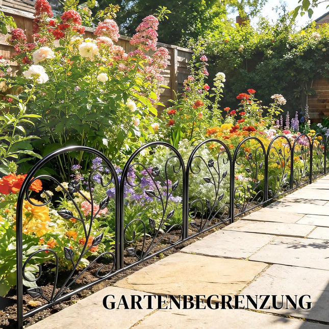Metal Garden Fence, 80x60 cm Panels, Black, Set of 5