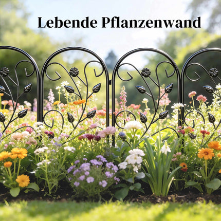Metal Garden Fence, 80x60 cm Panels, Black, Set of 5